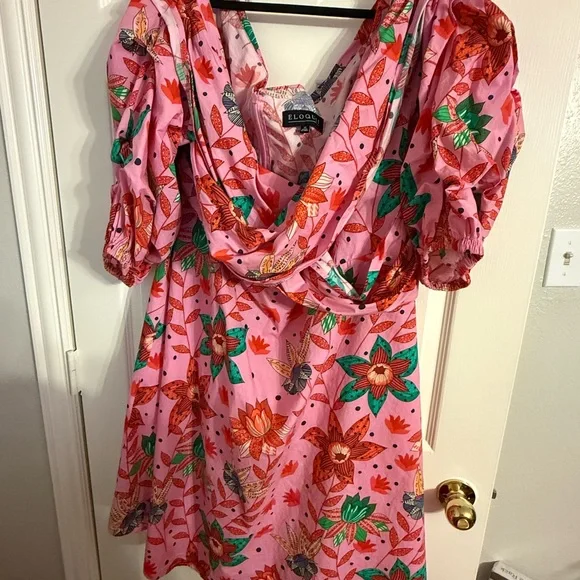 Eloquii Pink Floral Off-Shoulder Dress - Picture 6 of 8